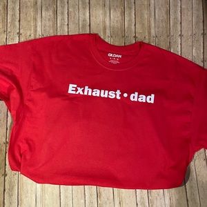 Exhausted dad exhaust dad t shirt red size xl